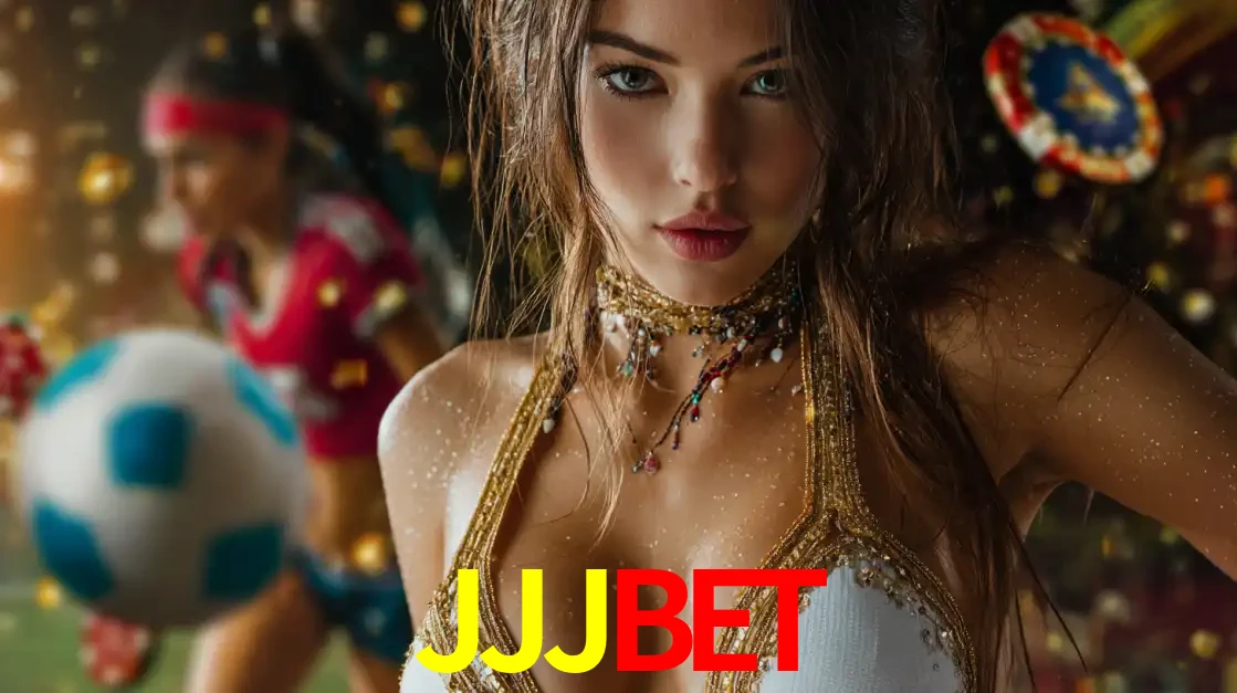 Mulher elegante representando a combinação de glamour e emoção das apostas esportivas, com uma jogadora de futebol ao fundo, destacando a ação no JJJBET.